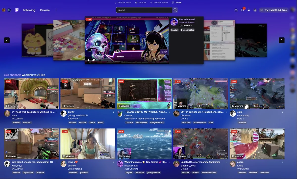 Twitch inside OptiTube with chat beside the stream
