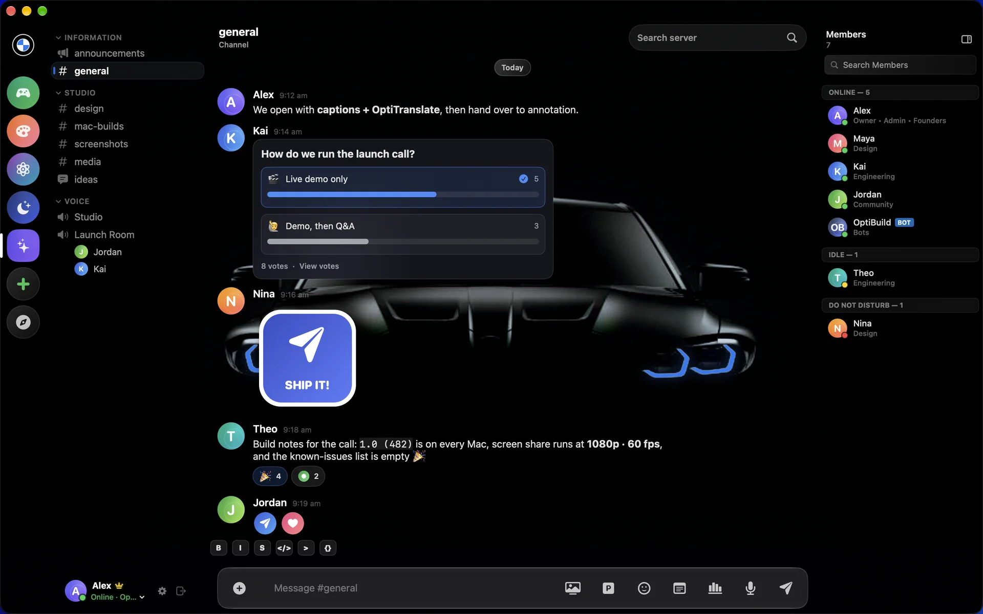 A server channel in the premium M theme