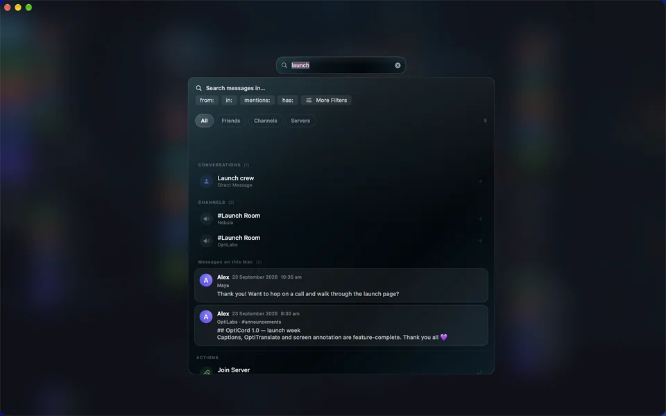 Search across DMs and channels with filters