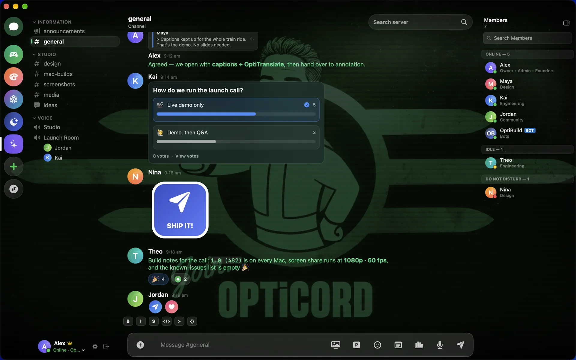 A server channel in the Fallout Terminal theme