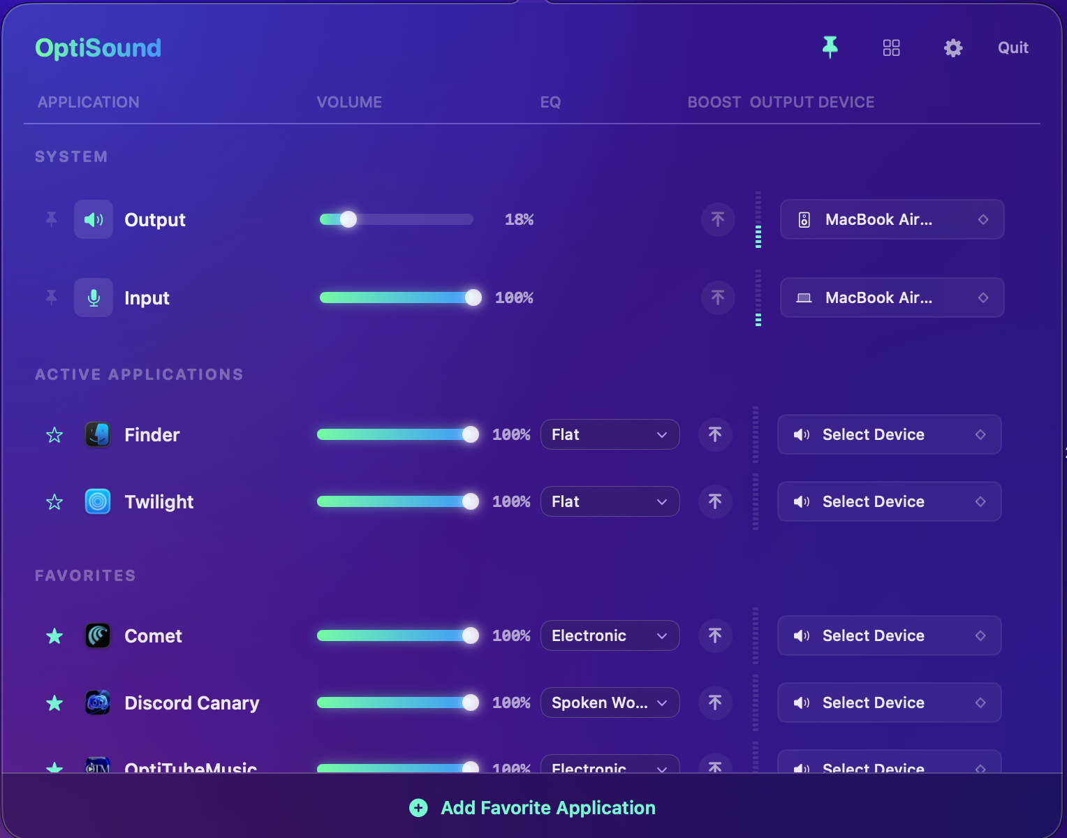 OptiSound Main Interface
